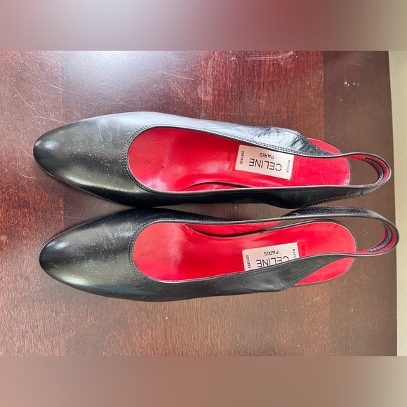 Celine Vintage Lambskin Leather Black Heel size 37 1/2 - Picture 4 of 5